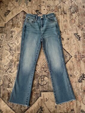 7 For All Mankind Luxe Vintage HW Slim Kick Jeans Be My Baby Womens 25 Raw Hem